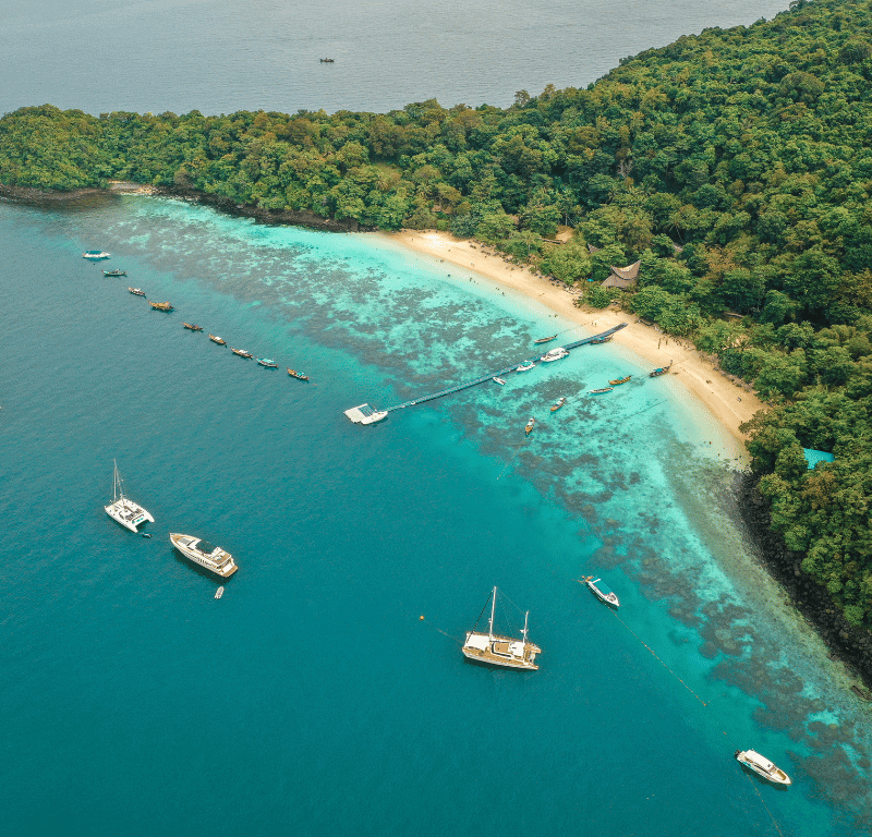 The famous coral island banana beach