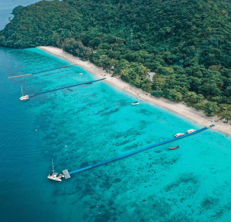 Racha and coral island tour phuket- coral island south end drone