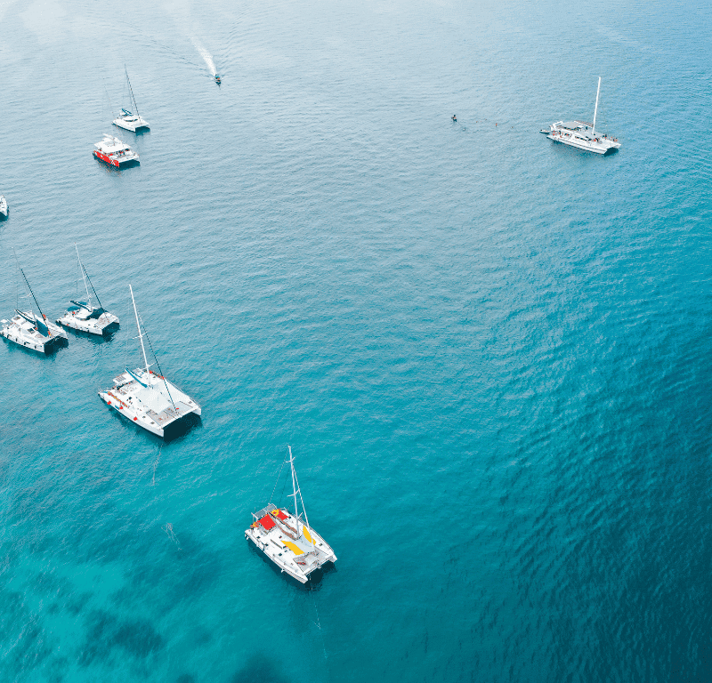 Yachts parked off banana beach