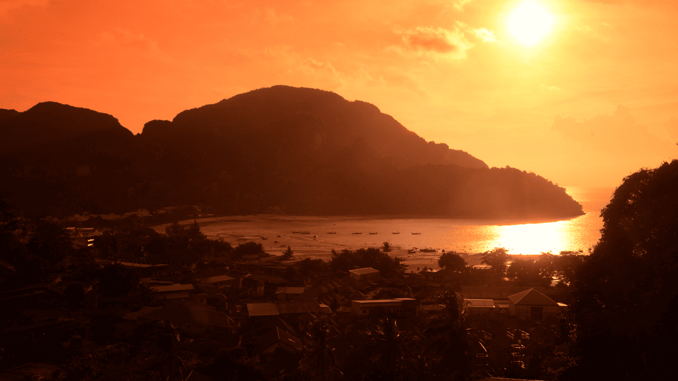 Sun setting on Phi Phi Islands